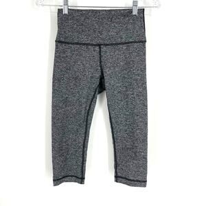 Lululemon Wunder Under Hi Rise 1/2 Tight Heathered Black Size 6